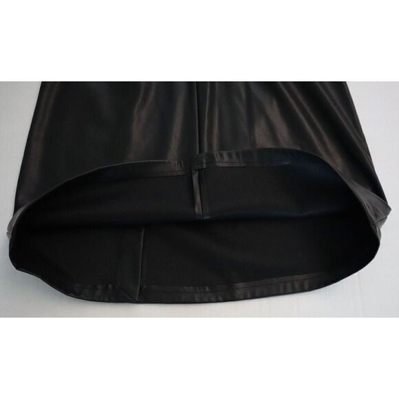 Calvin Klein Women Sz 10 Black PU Leather Sheath Dress w/Gold Waist Detail - Picture 9 of 13
